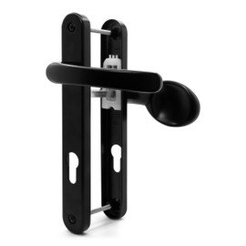 TSS UPVC Door Handle Set- Lever Moveable Pad - 92mm / 70mm PZ (Centres) - 203mm Screw to Screw - Backplate 235mm X 32mm - Replacement UPVC Door Handles - PVC Door Handle (Black)