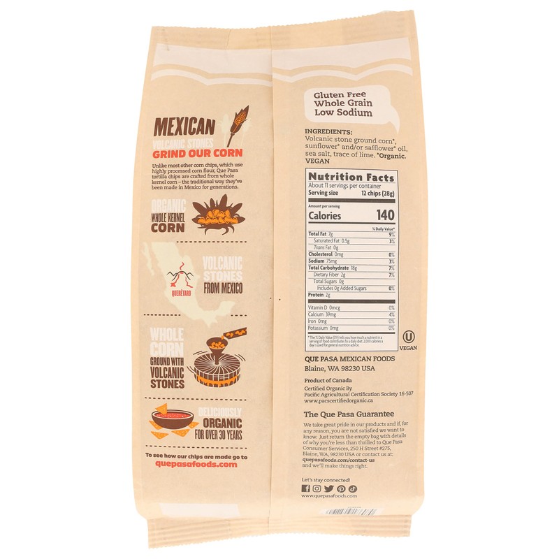QUE PASA CHIP TORTILLA WHITE ORG 11 OZ