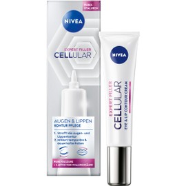 NIVEA Cellular Expert Filler Eye & Lips Contour Care, Firming Anti-Wrinkle Eye Cream with Hyaluronic & Folic Acid, Lip Care for Firming Lip Contour (15 ml)