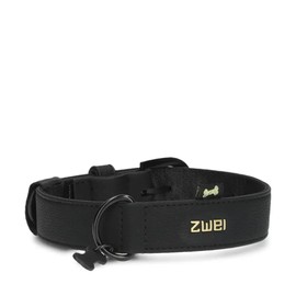 ZWEI Leo LE15 Dog Collar Made of High-Quality Faux Leather, Elegant Adjustable Collar for Medium and Large Dogs with Neck Circumference of 37-50 cm, Nubuck black, casual