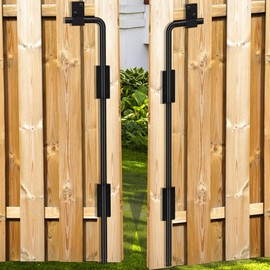 Auxdee 36 inch Gate Drop Rod, Cane Bolt for Wooden Fences Metal Gates, Bolt Gate Ground Latch for Double Doors or Vinyl Fence Gates, Heavy Duty Gate Ground Stopper Hardware, Black Finish (2 Pack)