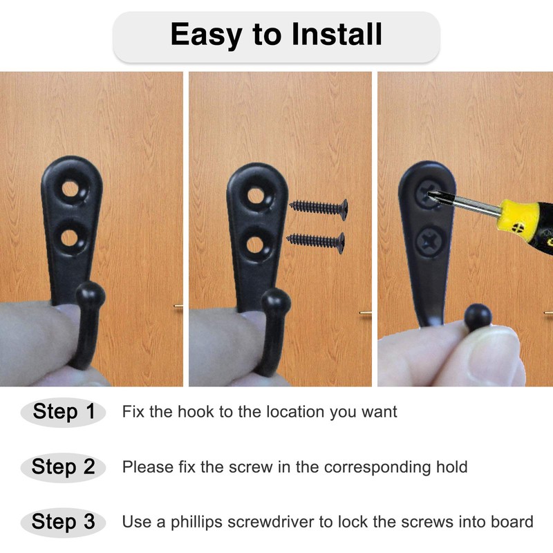 14 PCS Wall Mounted Hooks Coat Hooks with 30 PCS