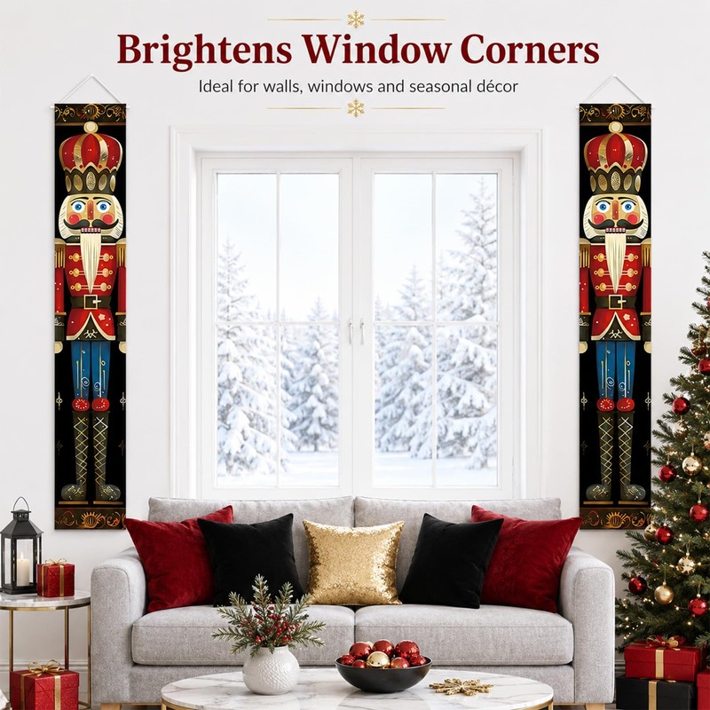 Nutcracker Outdoor Christmas Decorations Banner, for Xmas Party Door Decor