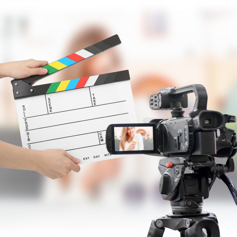 30x25CM Acrylic Movie Clapperboard Professional Director Action Clap Film Photography