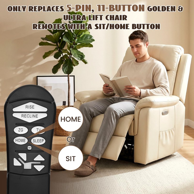 ZKAD-5 5-Pin Lift Chair Remote, Compatible with Golden & Ultra
