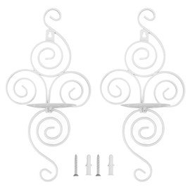 2 Sets Wall Candle Holder Foldable European Style Swirl Wrought Iron Wall Hanging Candlestick Holder Home Decoration White