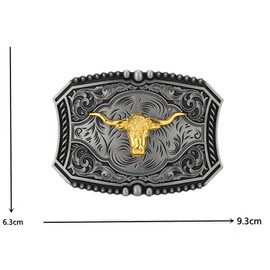 Ieron Belt Buckle Repair Accessories Replacement Western Cowboy Vintage Style for DIY Belt Making - Bull