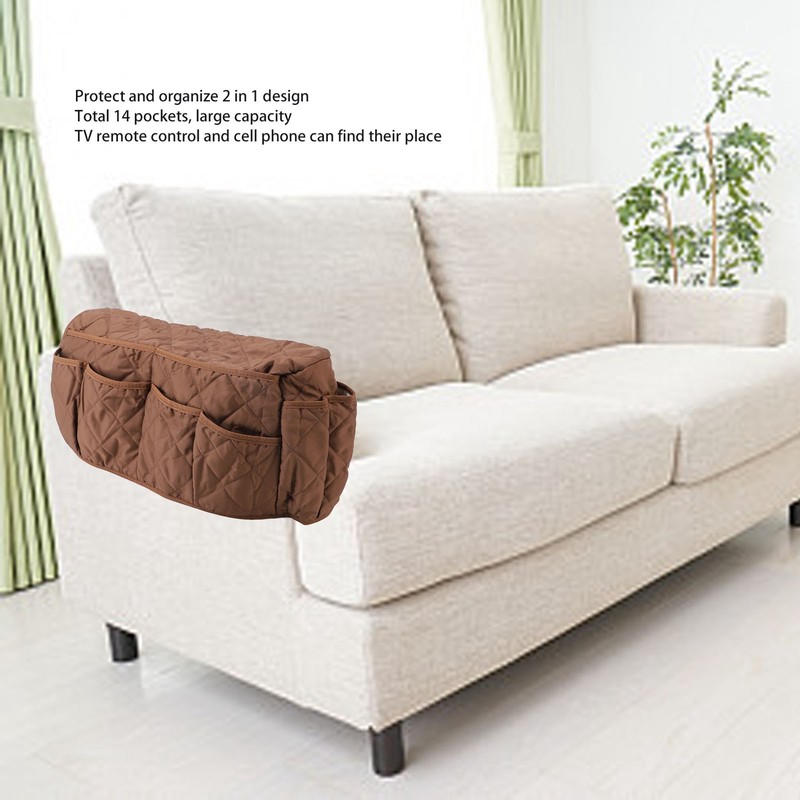 Couch Armrest Storage Bag 14 Pockets Multifunction Sofa Armrest Organizer