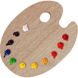 Wooden Mixing Palette with Thumb Hole, Mixing Palette Colours for Oil Paints Acrylic Paints Watercolour, Oval Art Palette Art Palette Non-Stick Oil Paint Mixing Palette Palettes for Watercolours and Oil Painting