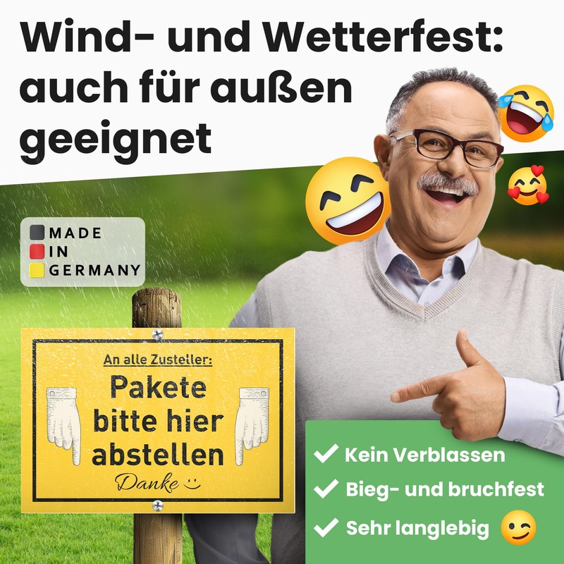 DankeDir! Pakete bitte hier abstellen – Plastic Sign 30 x