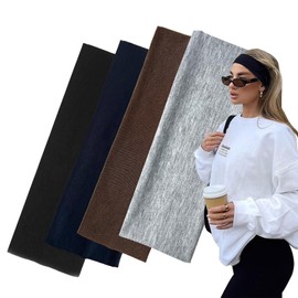 Black Headbands for Women Men, Yedtreg 4pack Fashion Head Bands for Women's Hair, Soft Fabric Stretchy Hair Bands for Makeup, Yoga, Running, Sports (Set 2)