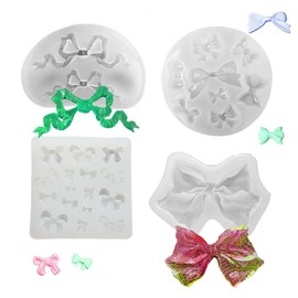 FineInno 4 Pcs Bow Knot Resin Mold,Bow Tie Silicone Molds for Epoxy Resin,Jewelry Casting Mold,DIY Crystal Crafts, Earring,Pendant,Necklace,Craft