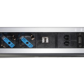 2 Way Italian Schuko Power Strip 2 USB Ports + 1 RJ45 + 1 RJ11 + 1 HDMI Female