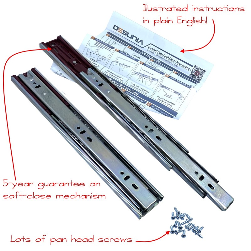 12" Heavy Duty Soft-Closing Ball Bearing Drawer Slides