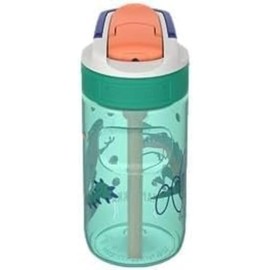 Kambukka Lagoon 400ml / 14oz Kids Water Bottle with Straw in Plastic - Leak-proof, Dirt & Odour Resistant, Dishwasher Safe - Shockproof and Durable Drinking Bottle - Juggling Dino