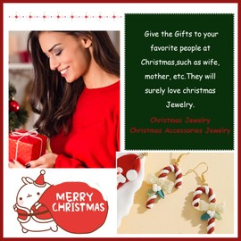 Christmas Earrings for Women Candy Cane Earrings Christmas Pink Bow Earrings Christmas Holiday Earrings Christmas Jewelry for Women