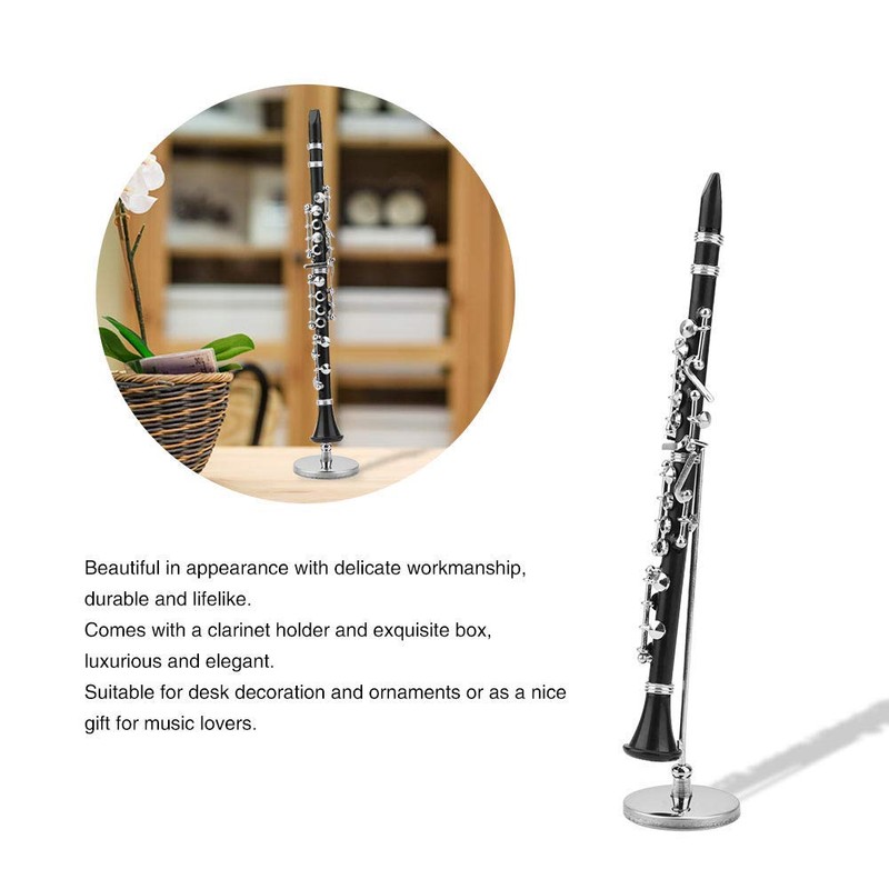 Lazmin Black Miniature Clarinet Model Mini Musical Instrument With Stand