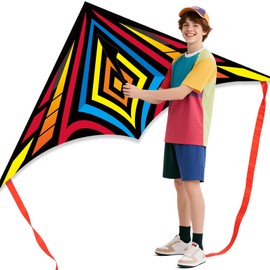 Kite for Kids and Adults: Large 60x28 Inch Easy Fly Delta Kite - Durable & Stable