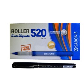 Pluma Roller Sabonis Fr520 Tinta Liquida Negra 0.5mm Caja con 12 Piezas (Negro)