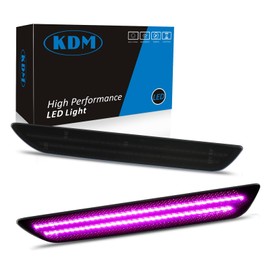 KDM LED Fender Side Marker Reflectors Lights Dual Rows,Compatible for 2015-2023 Ford Mustang Assembly Rear Side Bumper Marker Lamp,Smoked Lens Pink Purple,Pack of 2
