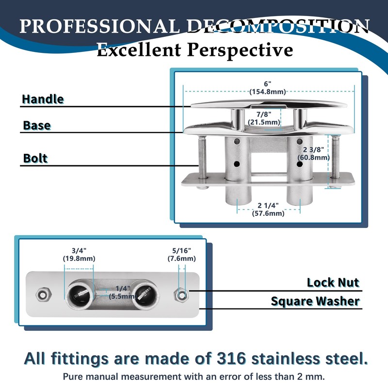 SHENGHUISS Boat Pull Up Deck Cleat 316 Stainless Steel Retractable