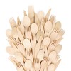 EXZACT Disposable Wooden Cutlery 150 Pieces Recyclable Party Forks and