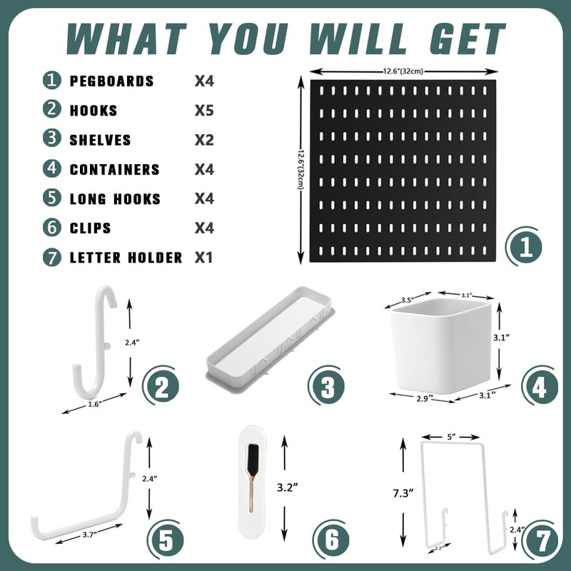 MULSAME Pegboard Combination Kit, 25.2" x 25.2" Wall Mounted Storage