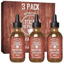 Viking Revolution Aceite De Sándalo Para Barba Para Hombres - Aceite De Sándalo Natural Para Barba Para Hombres Con Aceite De Argán Y Aceite De Jojoba - Suavizante De Barba, For 1 Onza Líquida (Paq