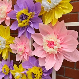 Mybbshower Crepe Paper Flower for Wall Paper Pom Pom Decor Girls Birthday Party Backdrop Baby Shower Nursery Decoration Pack of 9 (Lilac Pink)