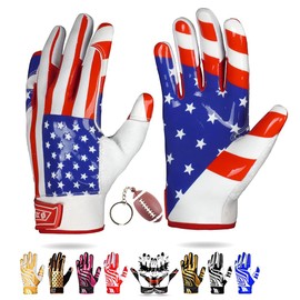 LYRX Professional Football Receiver Gloves with Optimal Silicone Palm Non-Slip Grip Control Ultra-Stick Sports Lightweight Glove and Precision Fit (Flag, Youth S (6.0"))