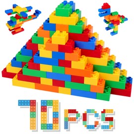 HIUME Large Classic Building Blocks Set, 70 Pieces Bricks in 5 Colours, Compatible with All Other Manufacturers, Duplo Building Blocks - Ideal for Children from 2, 3, 4, 5 Years