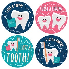 Barker Creek Stickers/Badges, Lost a Tooth, 32 Stickers, 8 Each of Four Colorful Designs That Measure 2.37" in Diameter (3200)