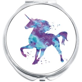 NewCharms Watercolor Unicorn Compact with Mirrors - Perfect for your Pocket or Purse