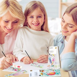 2 Pcs Pocket Watercolor Painting Book Coloring Books for Kids Ages 4-8 Watercolor Paint Bookmark Kit for Kids Watercolor Painting Book Pocket Watercolor Book to Paint Travel Pocket Watercolor Kit