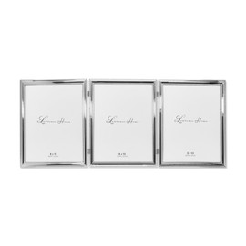 Lawrence Frames 510780T Silver Plated Double Bead 8x10 Hinged Triple Picture Frame