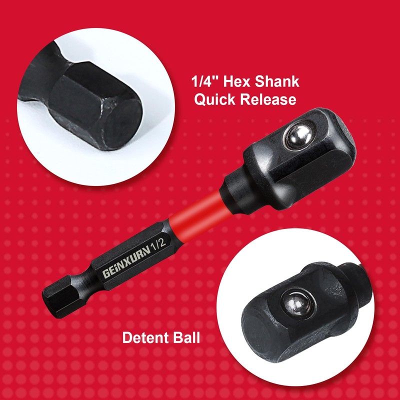 Geinxurn 3Pcs Impact Socket Adapter Set,1/4" 3/8" and 1/2" Drive,