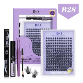 Kit de Extensiones de Pestañas Negras Curvatura D para Aplicación en Casa                                                                             