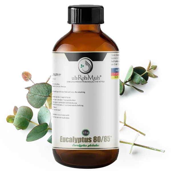 uh*Roh*Muh Eucalyptus Globulus 80/82 Essential Oil - 100% Natural Essential Oil - Premium Quality Home Essential Diffuser Oil for Aromatherapy and Skin Care - Sourced from India 4oz