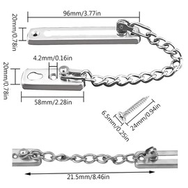 Door Security Chain, Stainless Steel Door Chain, Door Lock Protection Chain, Door Chain Security Lock for Home, Hotel, Interior Doors and Windows