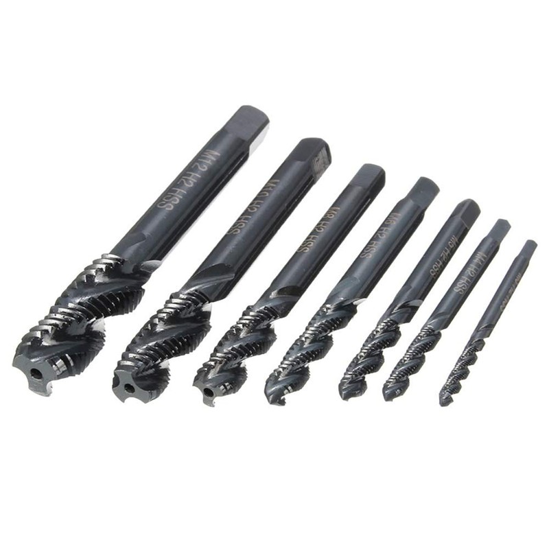 Tap Drill Set, 7 Pieces, Spiral Tap, Chamfering Tap, Drilling