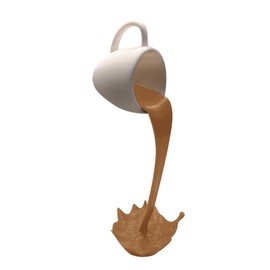 JTLB Novelty Floating Coffee Cup Sculpture - Resin Spilling Coffee Cup for Home Desk Ornaments Decor (Brown)