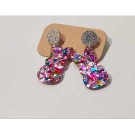 Glittering Easter Bunny Egg Sequin Earrings Women's Colorful Easter Bunny Draping Acrylic Earrings Easter Accessories - Pink Bunny A