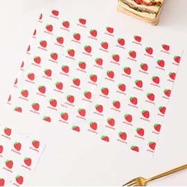 100 Sheets Strawberry Wax Paper 15 x 11 Inch Greaseproof Sandwich Burger Chips Cuttable Baking Parchment Wraping Paper