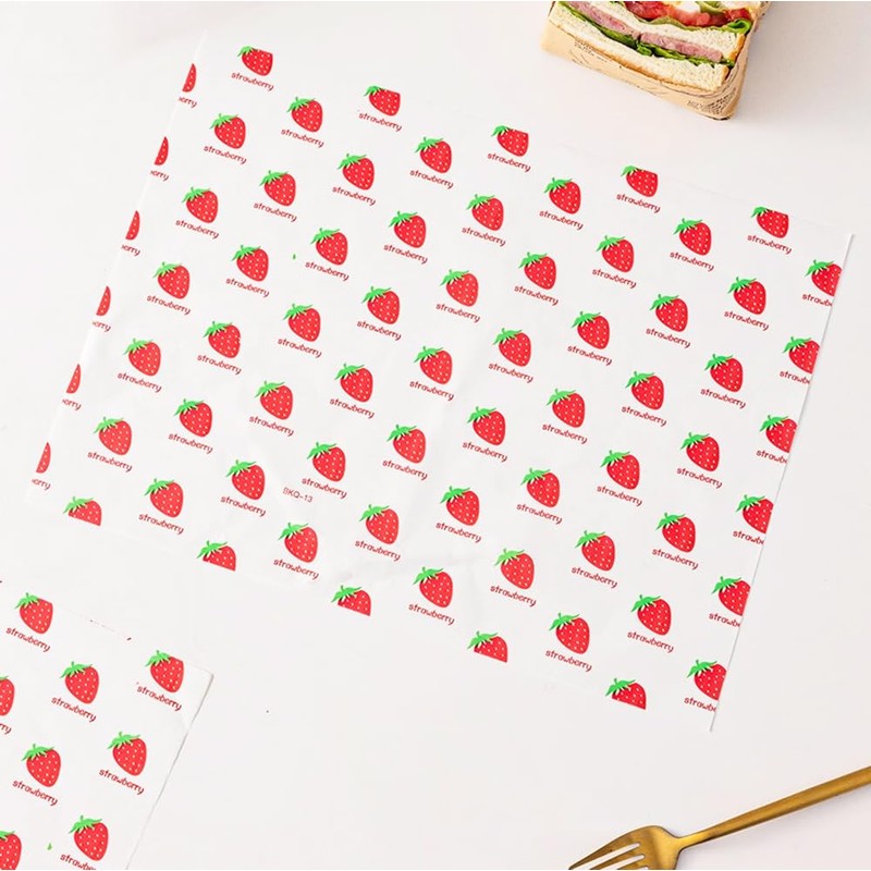 100 Sheets Strawberry Wax Paper 15 x 11 Inch Greaseproof