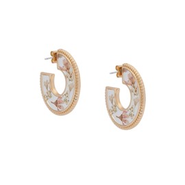 Lucky Brand Women's Pressed Flower Open Hoop, Gold, Unsized