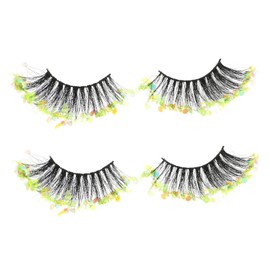 Mikinona 2pairs Sequins Fake Eyelashes of Party Eye Decor Comfortable and Flexible Women Extension Lashes for Daily Use and Night Out Events