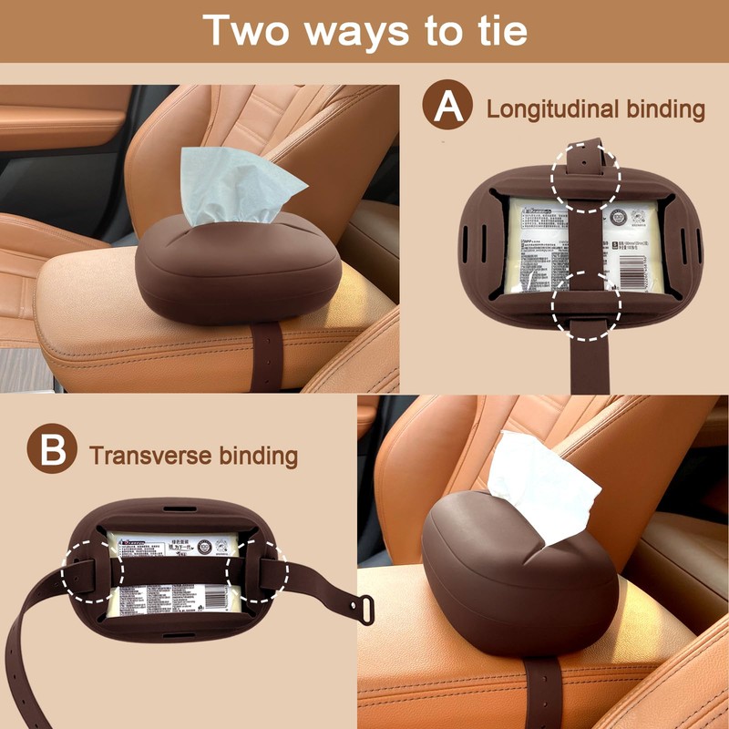 Car Tissue Holder,Silicone Tissue Box Cover with Adjustable Strap,Car Tissue