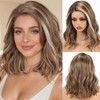 HAIRCUBE Peluca sintética con encaje frontal, sin pegamento, con raya