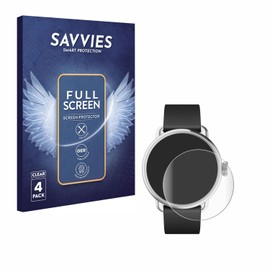 Savvies (4 Pack Full-Screen Protection Film compatible with Withings ScanWatch 2 (38 mm) Full Cover Screen Protector 3D Curved [Edge to Edge]