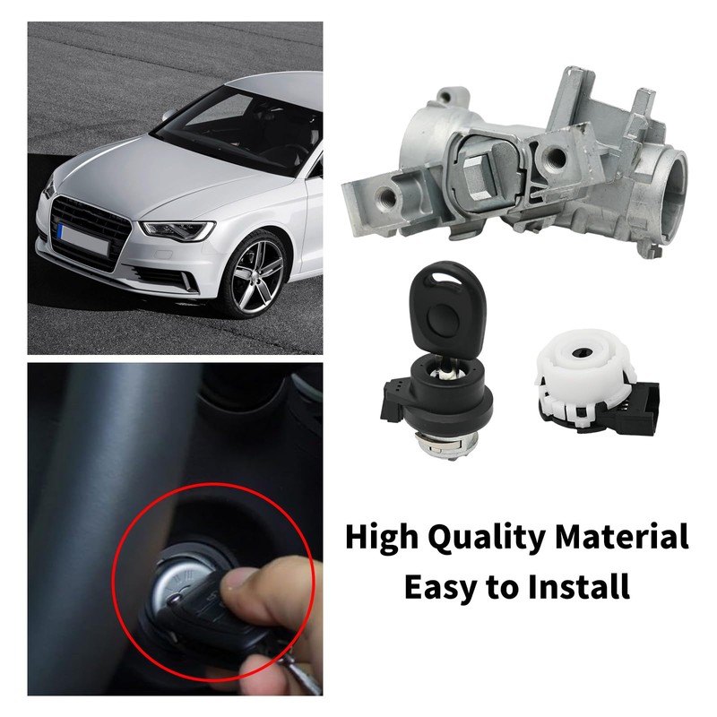 Hoypeyfiy 1K0905851B Ignition Switch Lock Cylinder Kit Replacement for Seat